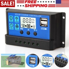 12V 24V 30A Solar Charge Controller Auto Dual USB Solar Panel Charger Regulator