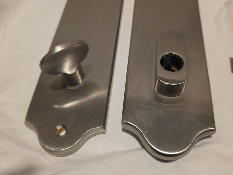 Ashland True Elegance Active Door Handle Set Color Satin Nickel Keyed Lock Set gallery