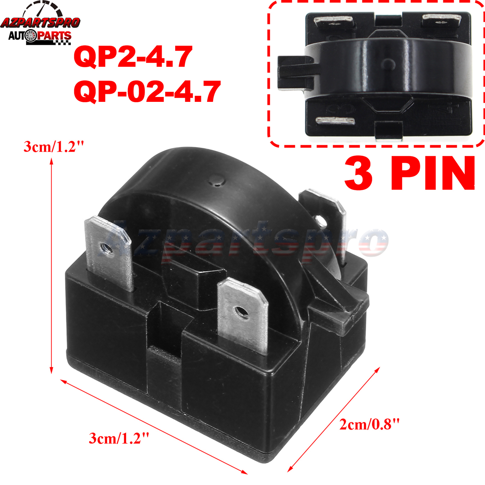 QP2-4.7 Start Relay 4.7Ohm 3Pin For PTC Frgidaire Maytag Haier Igloo Vissani New gallery
