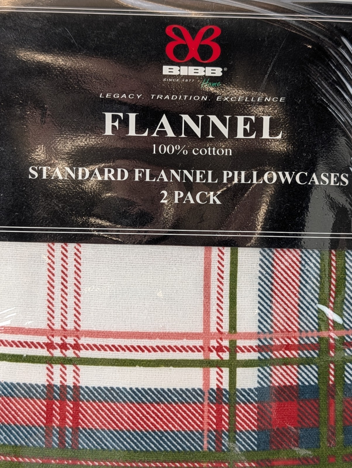 Bibb Home Flannel Pillowcases 2 Pack Standard 20x30 Plaid 100% Cotton gallery