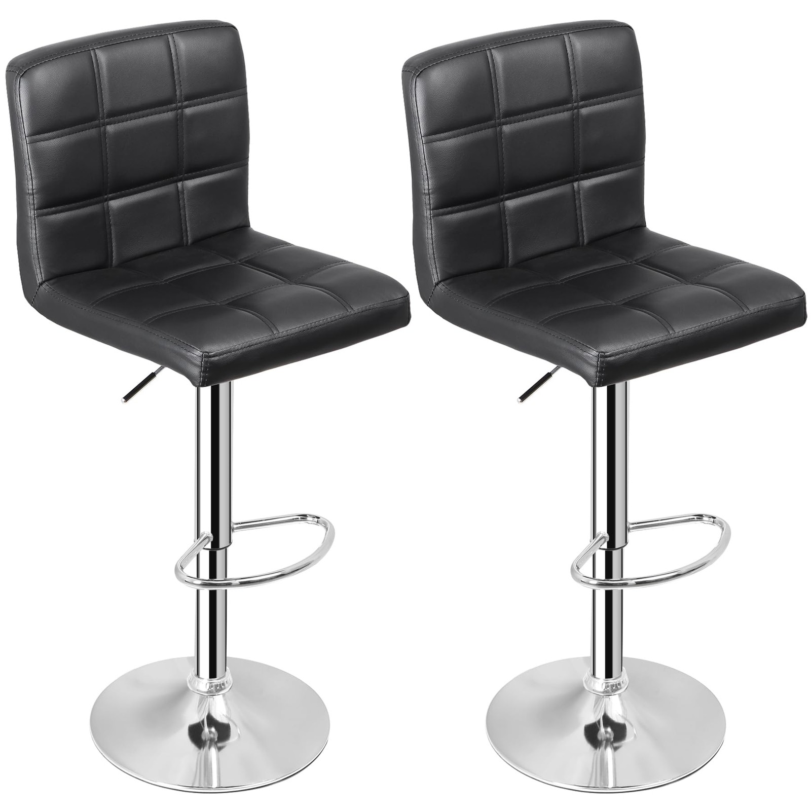 ZENY Adjustable Swivel Barstools Set of 2, Modern PU Leather ASIN, Black gallery