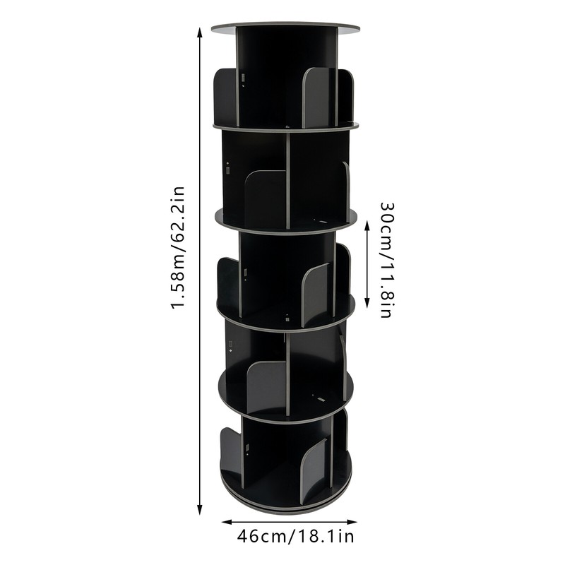 360° Rotating Bookshelf 5-Tier Bookcase Storage Shelf /Freestanding Display Rack gallery