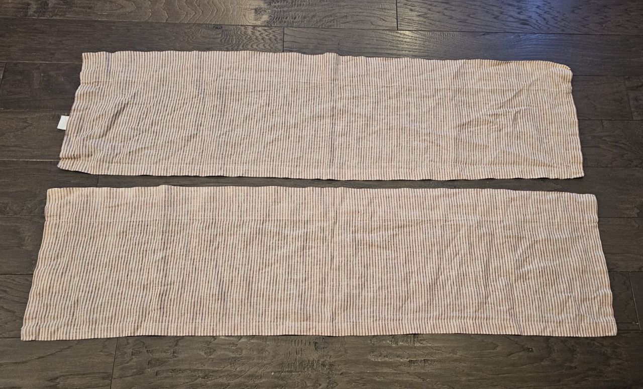 Pottery Barn Red Tan Stripe LINEN Cafe Curtains 2 - 50 x 13 in/127 x 33 cm gallery