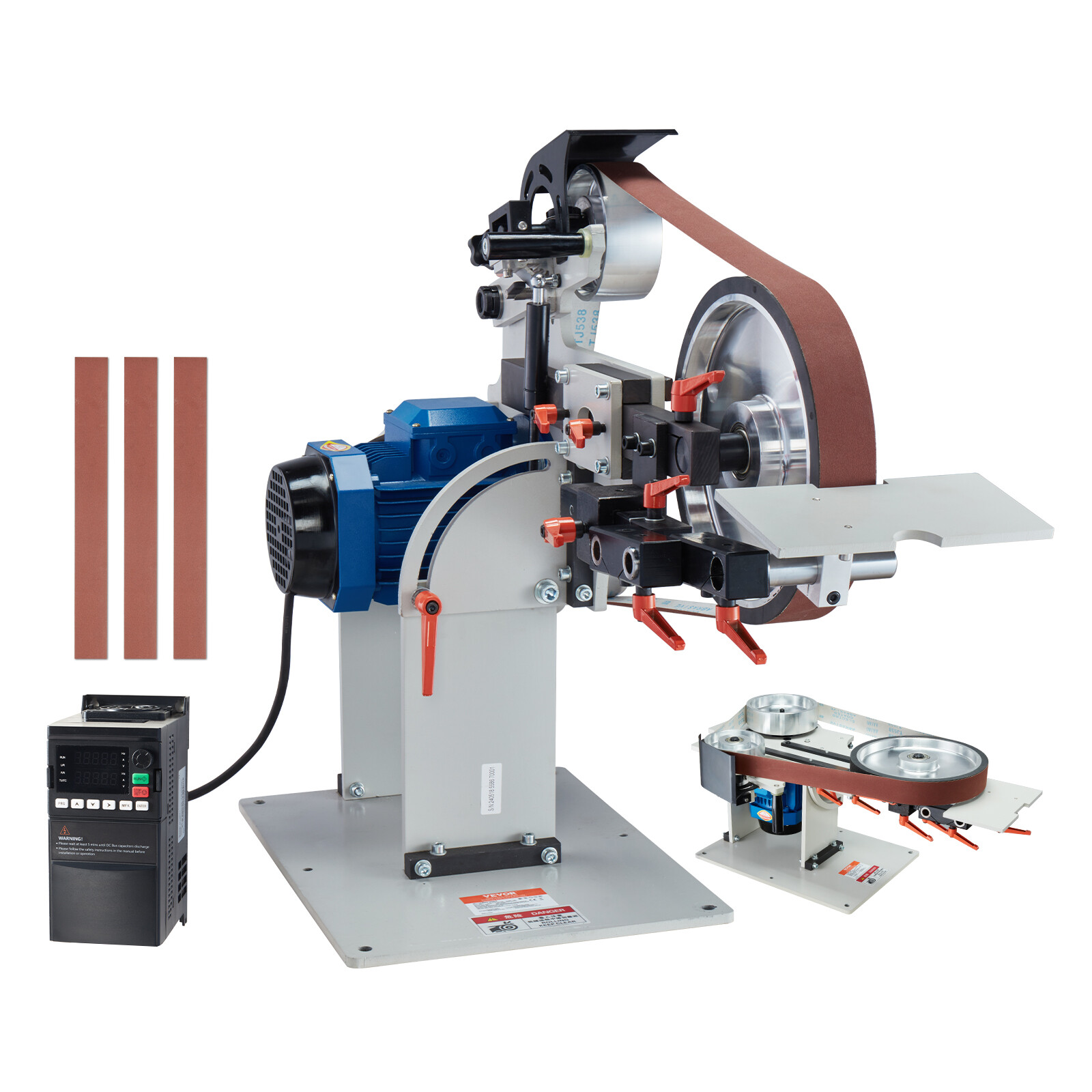 VEVOR Belt Grinder Sander 72 x 2-Inch Belt Polisher with VFD 3 Grinding Moulds gallery