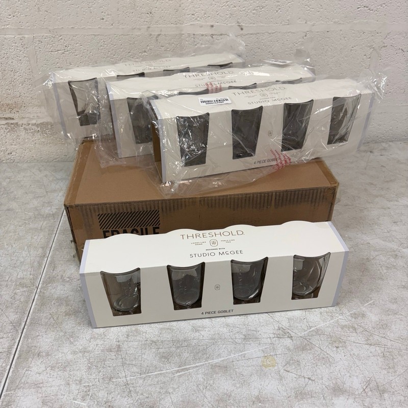 16-pk Threshold 14oz Footed Goblets Plastic Drinkware Designed with Studio McGee gallery