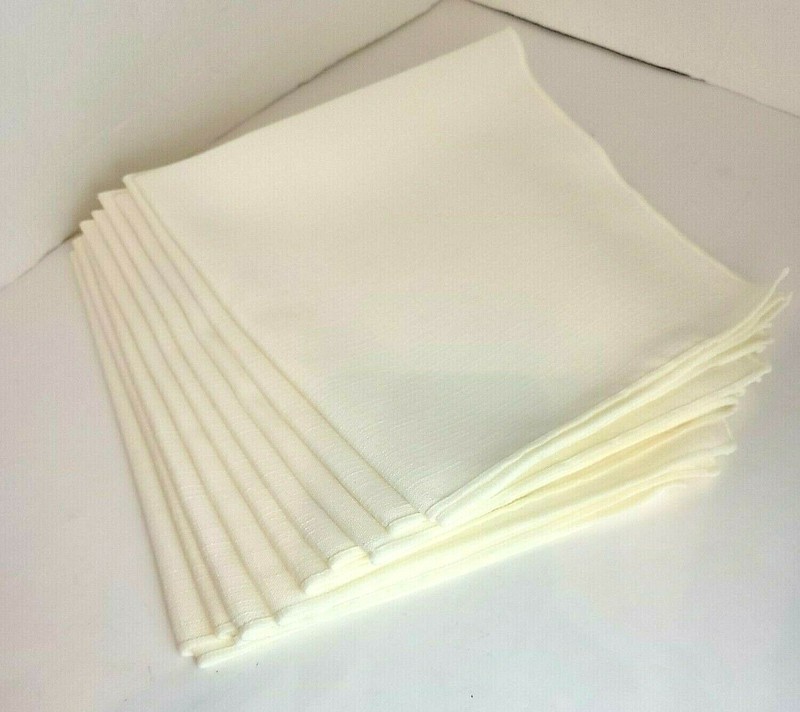 Twelve (12) Linen-like, Ivory, Polyester Blend, CLOTH NAPKINS - New gallery