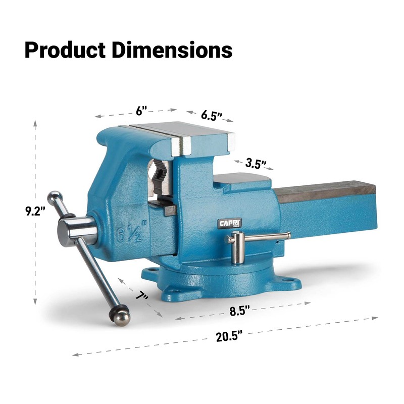 Capri Tools 6-1/2" Reversible Bench Vise, 6.7" & 10.8" Jaw Opening gallery