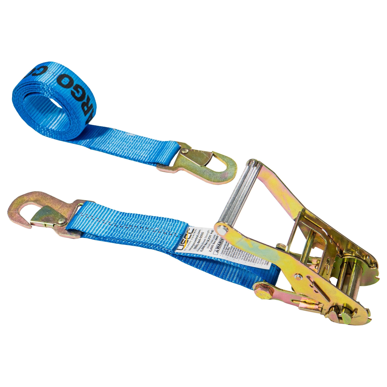 USCC 2" X 12' Ratchet Strap w/Snap Hook - Blue gallery