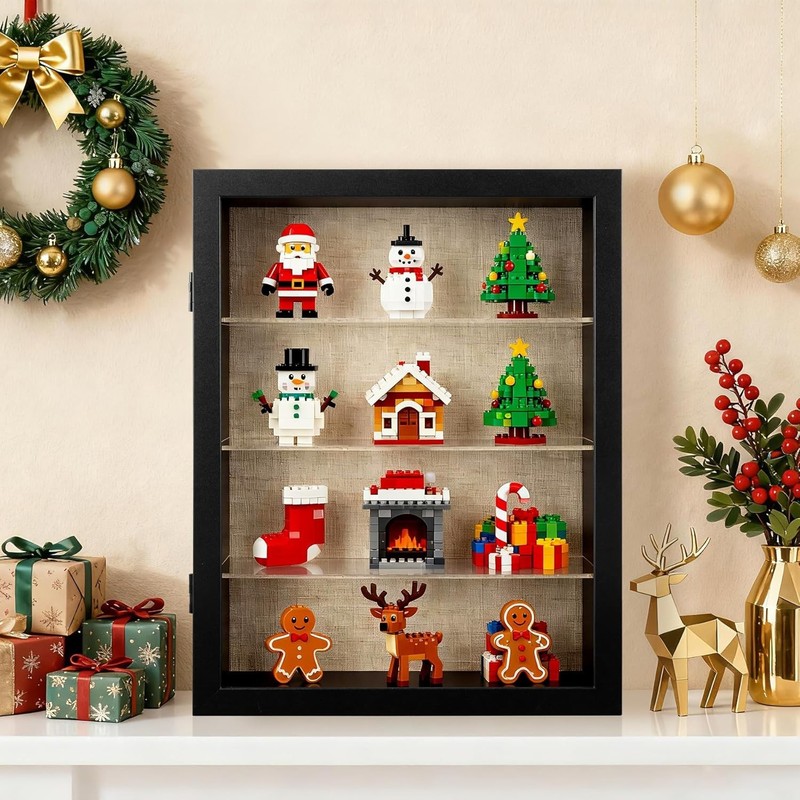 11x14 Shadow Box Display Cases Frame with Removable Clear Shelves Glass Door gallery