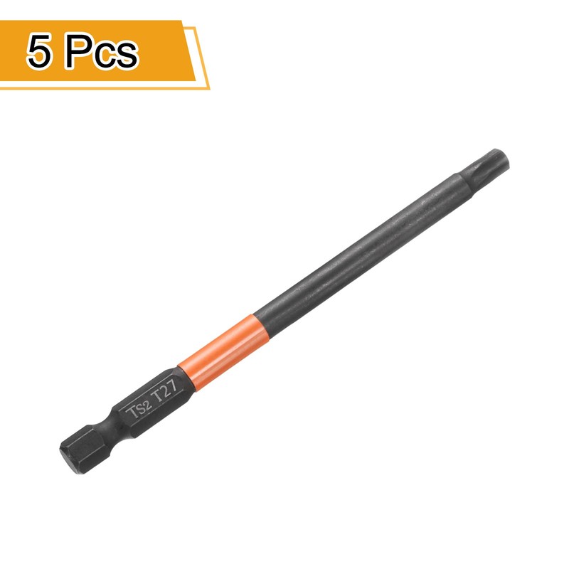 5pcs T27 Torx Head Screwdriver Bit 4" Long 1/4" Hex Shank Magnetic Screw Driver gallery