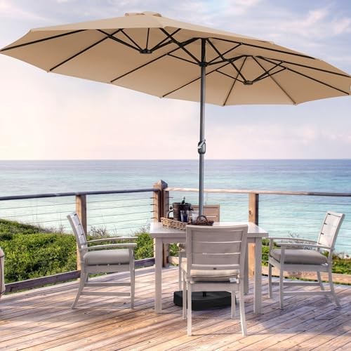 13ft Double Sided Patio Umbrella Replacement Canopy,12 Ribs Umbrella 15ft Beige gallery