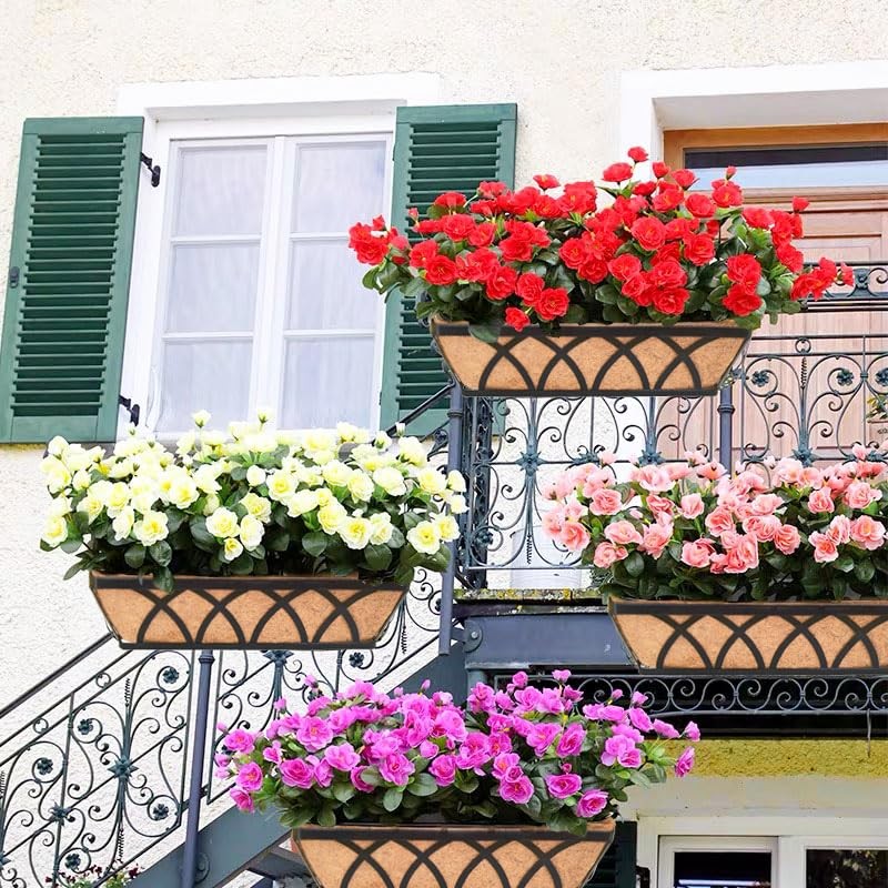 24" Flat Railing Planter Box 2 Pack Metal Planters for Deck, Balcony, Patio gallery