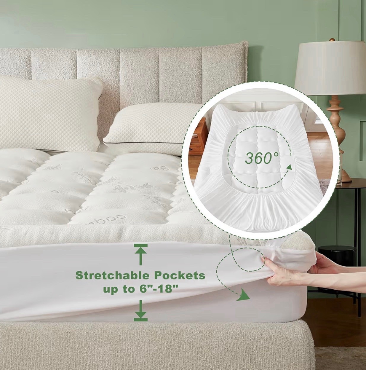 BEDLORE Queen Mattress Topper Viscose Derived from Bamboo gallery