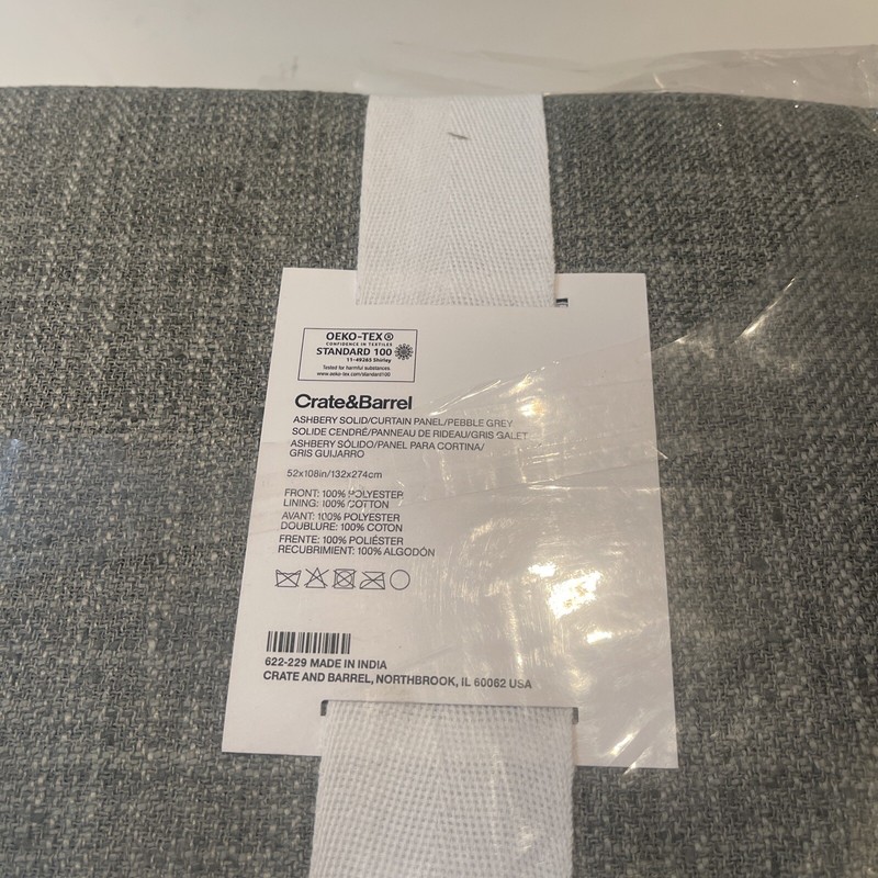 Crate And Barrel Texture Poly Blackout Curtain Panel 52 X 108 In Pebble Grey gallery