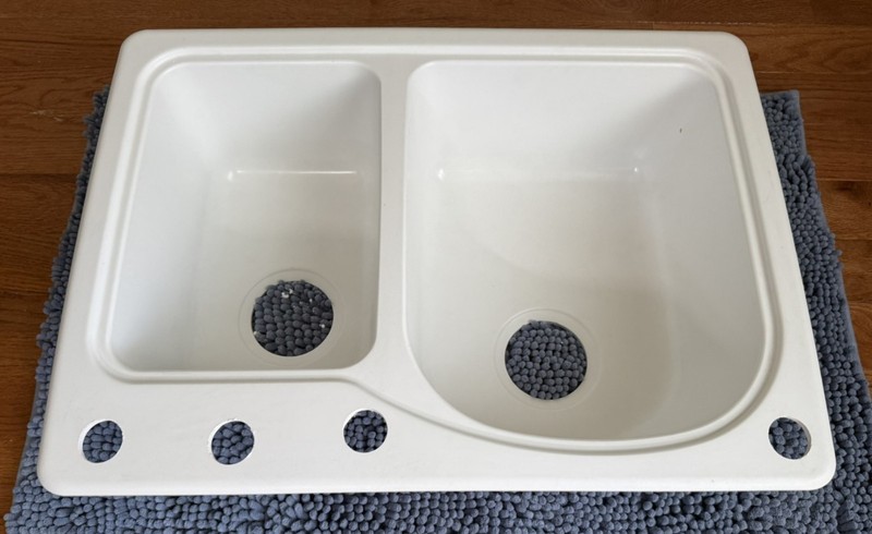 Dual-Mount Solid Surface 25 in. x 18 in. 4-Hole 60/40 Double Bowl Kitchen Sink gallery
