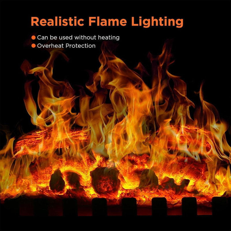 Compact Electric Fireplace Stove with 3D Flame & Thermostat - 1000W/1500W gallery