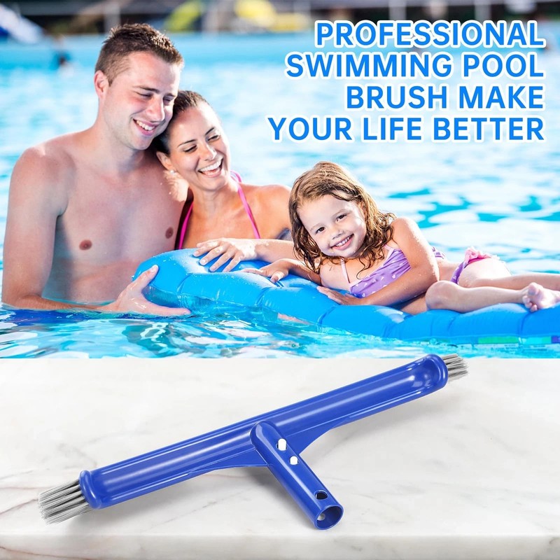 Pool Brush Head 17" Pool Brushes Cleaning Walls Curved Ends Nylon EZ Clip gallery