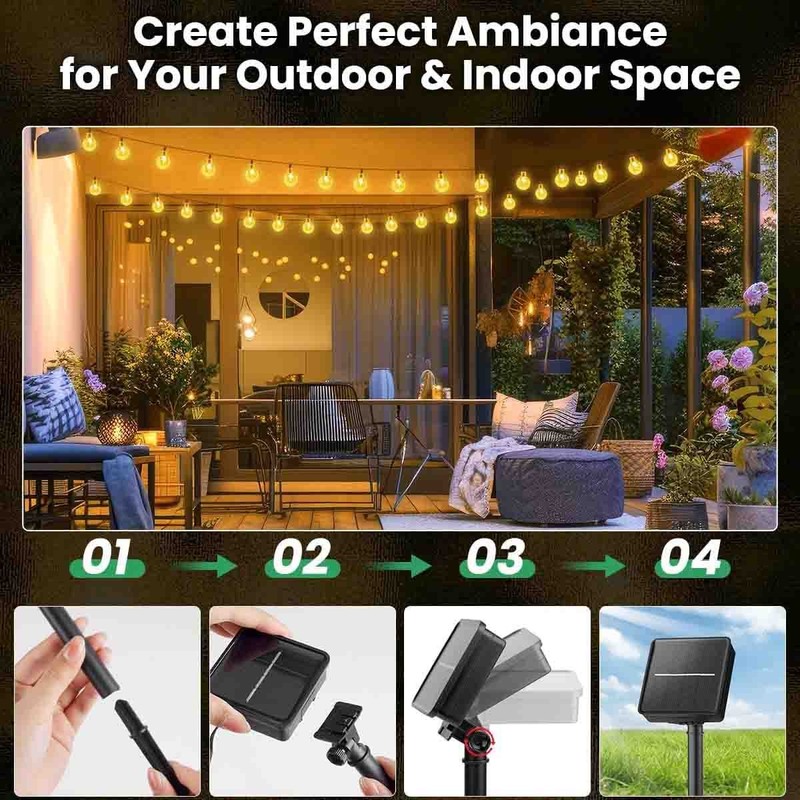 Outdoor Solar String Lights, 2 Pack 50 LED 23ft 8 Modes for Garden Yard Decor gallery