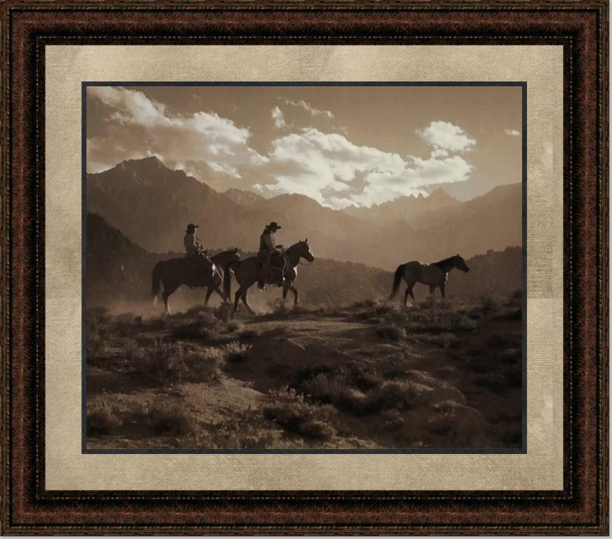 Bringing in the Rouge | Framed Western Horse Art in Double Mat | 21L X 25W" gallery