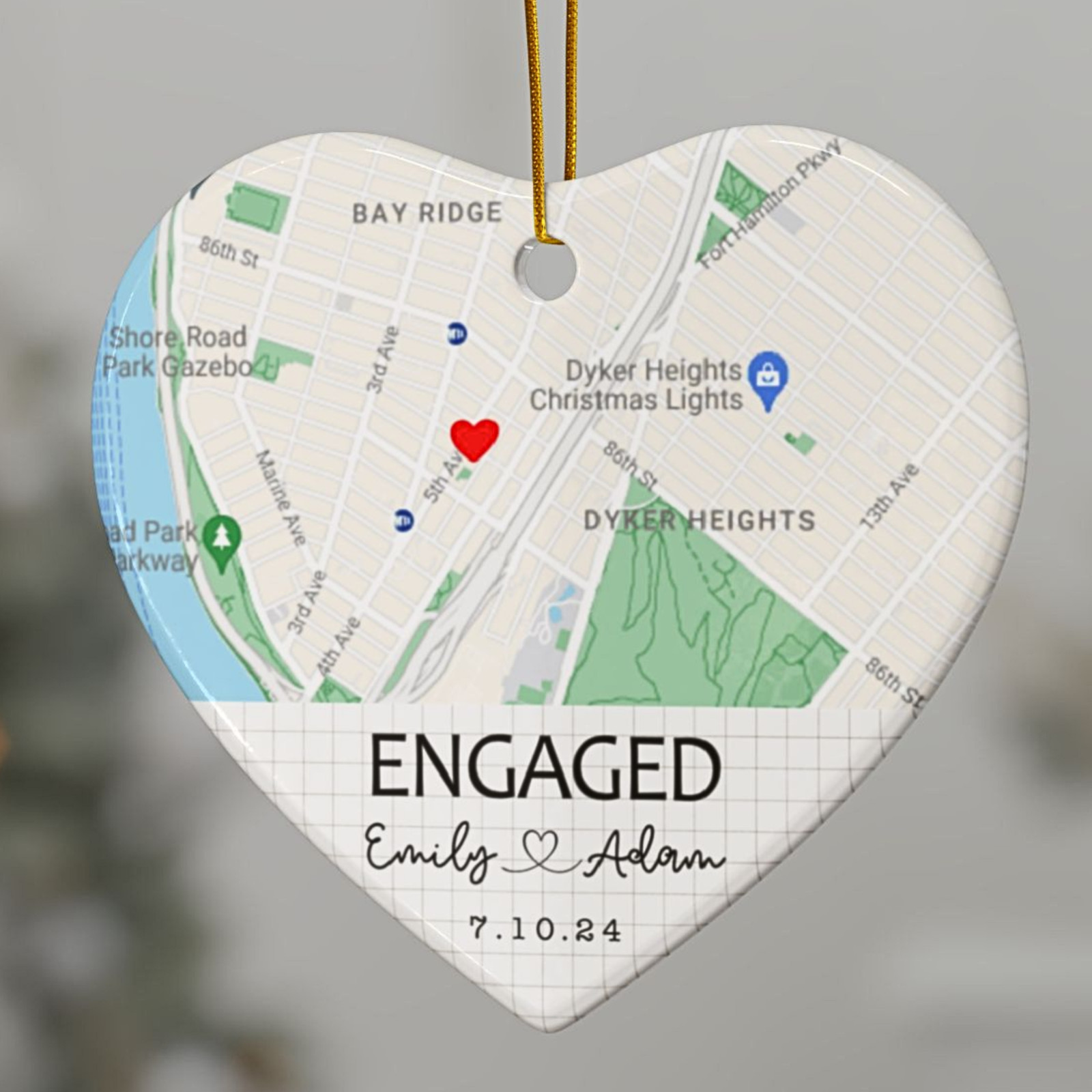 Custom Location Engagement Ornament Personalized Map Keepsake Anniversary gallery