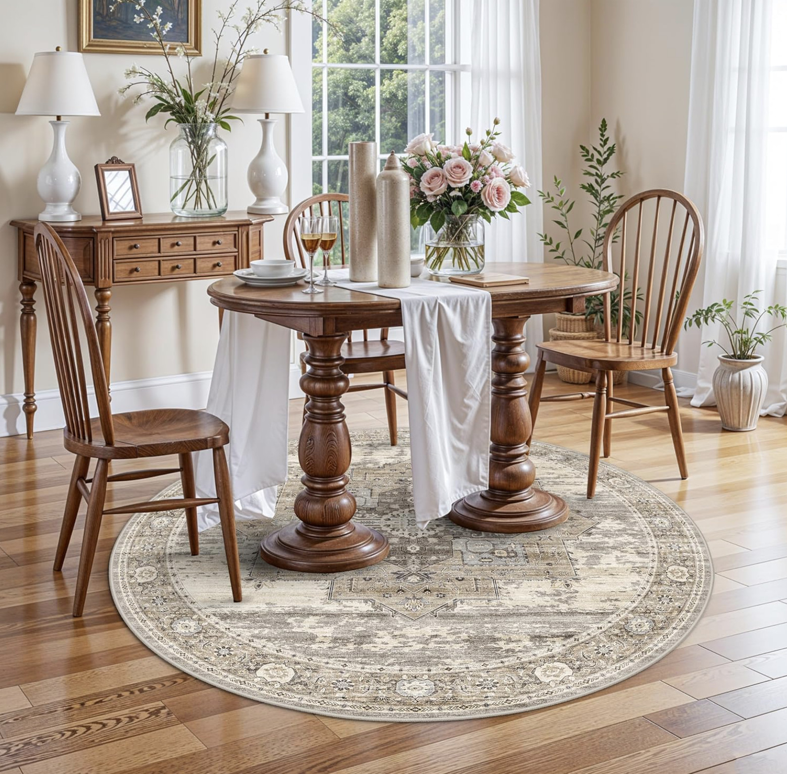 NEW RUUGME 4ft Round Area Rug WATERPROOF, STAIN RESISTANT, MACHINE WASHABLE gallery