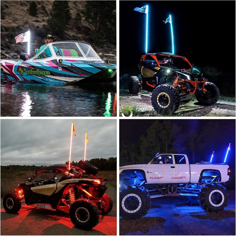 2 Pack 4FT Whip Lights with Spring Base,LED Whip Light with App & Remote Control gallery