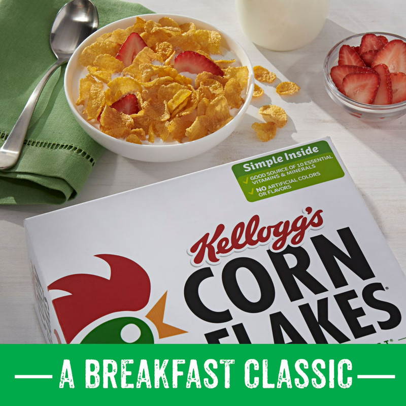 Kellogg's Corn Flakes Breakfast Cereal, 8 Vitamins and Minerals, Family Size, 18 gallery
