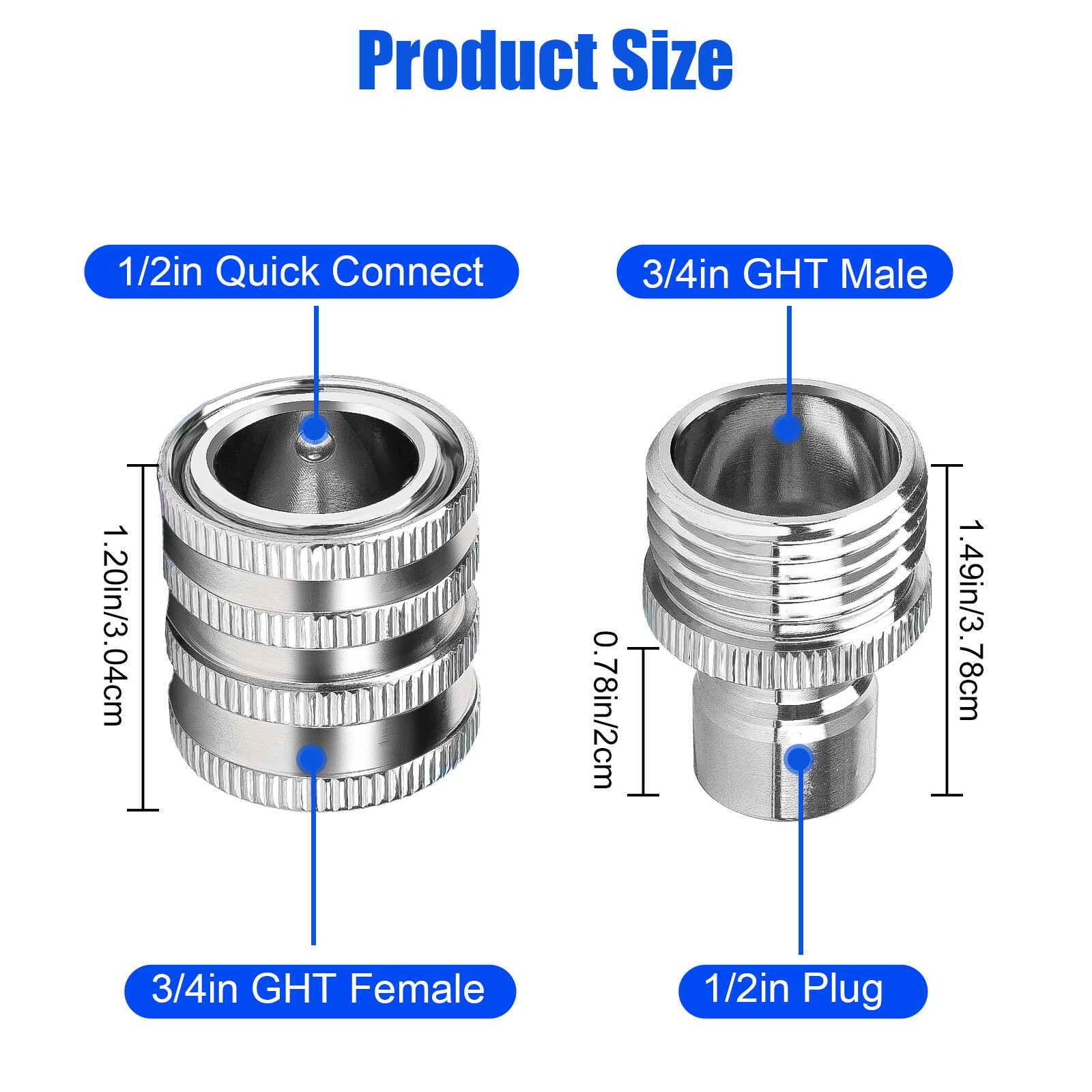 Garden Hose Quick Connect Adapter 3/4Inch GHT Stainless Steel Water Hose Fitting gallery