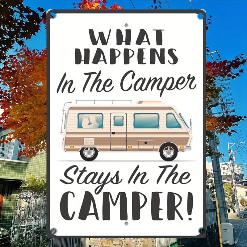 What Happens In Camper Funny RV Graphic Metal Sign RV Camper Interior Door Decor gallery