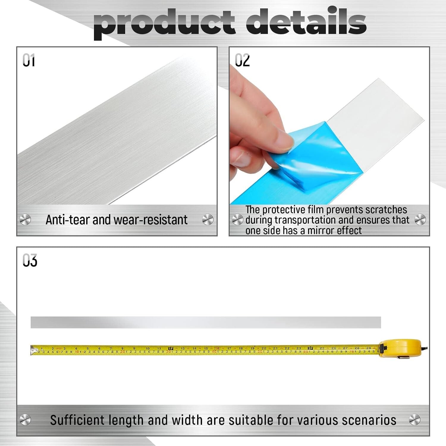 2 Pcs Stainless Steel Strips 304 Brushed Stainless Steel Trim Metal Finishing Sh gallery