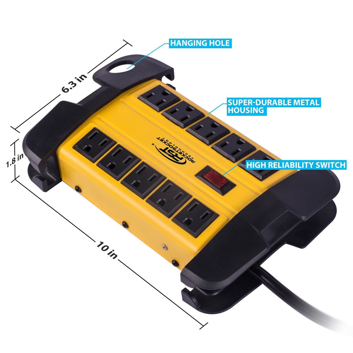 CRST 6 Outlet Surge Protector Power Outlet, 15 ft. Extra Long Cord, Fire-Rated gallery