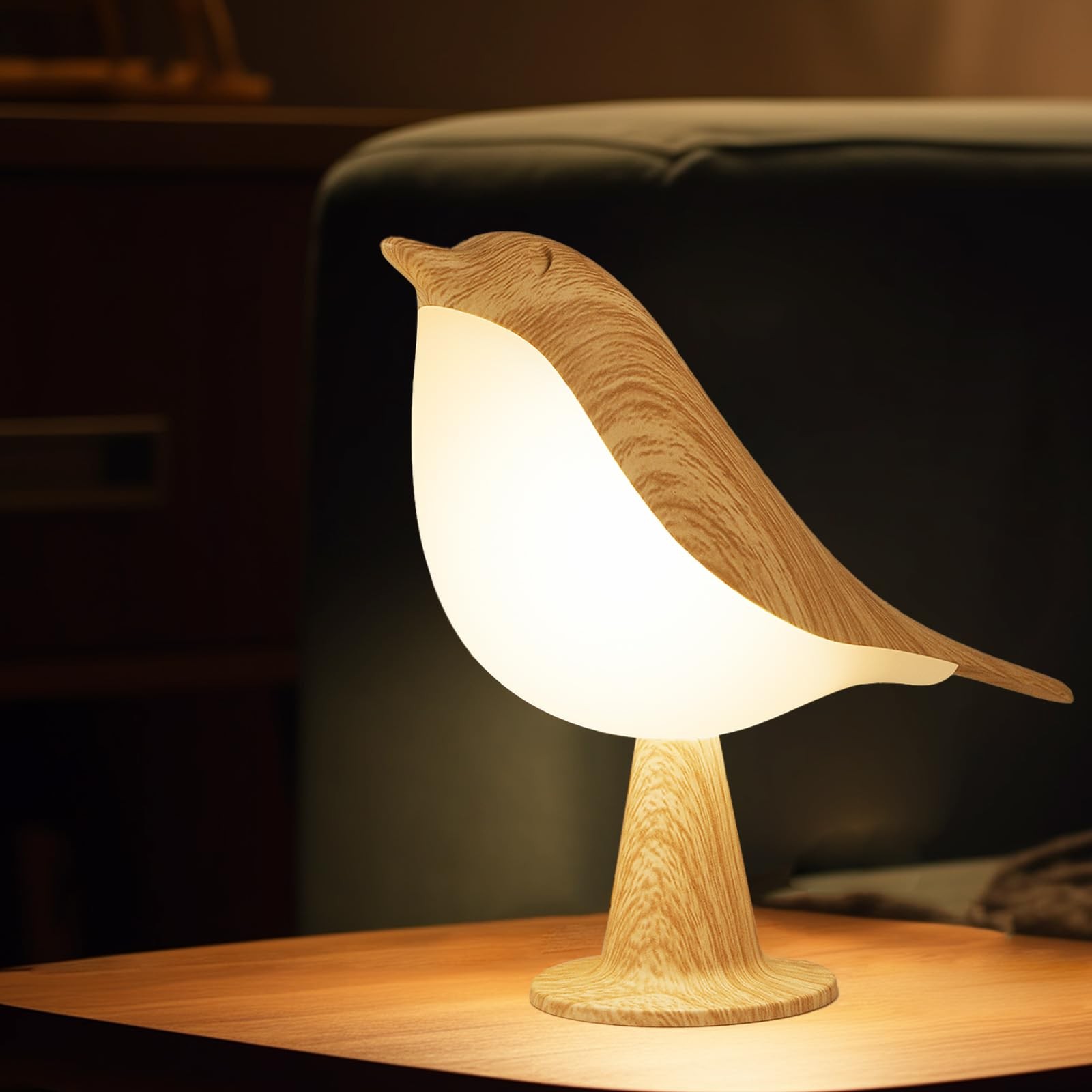 Small Bird Table Lamp Cordless Desk Lamp Touch Night Light With 3 Color Small gallery