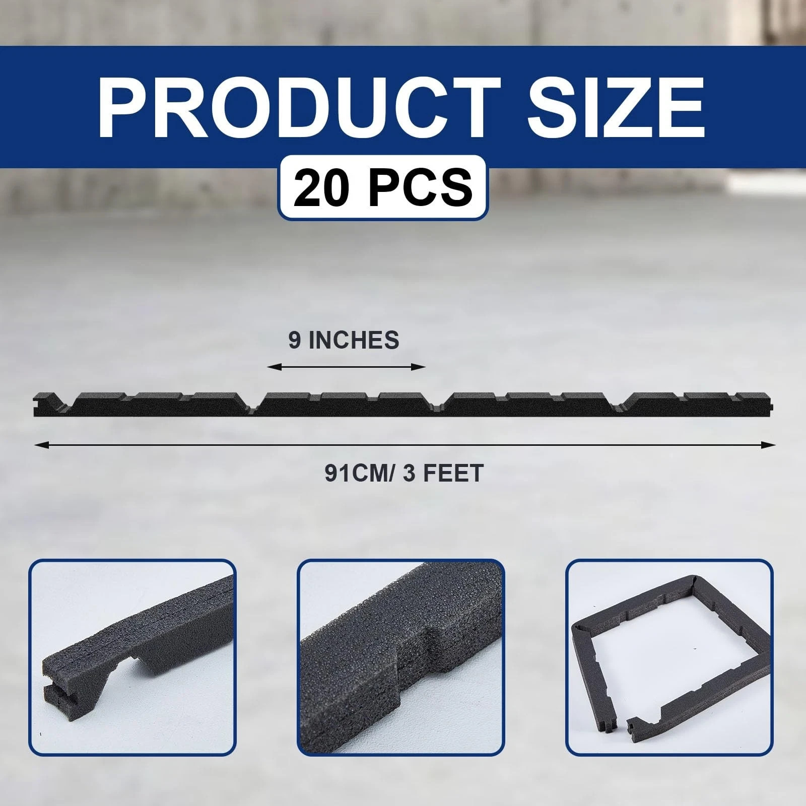 20 Pcs 9 Inch Outer Classic Ribbed Profile Foam Closure Strips 3 ft Long Outs... gallery