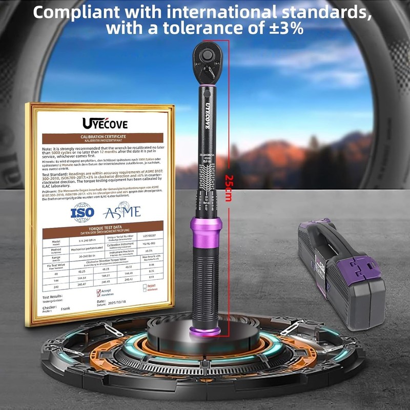 Multi-Use 1/4" Torque Wrench, 20-240 FT-LB with Ratcheting Head - Stylish Purple gallery