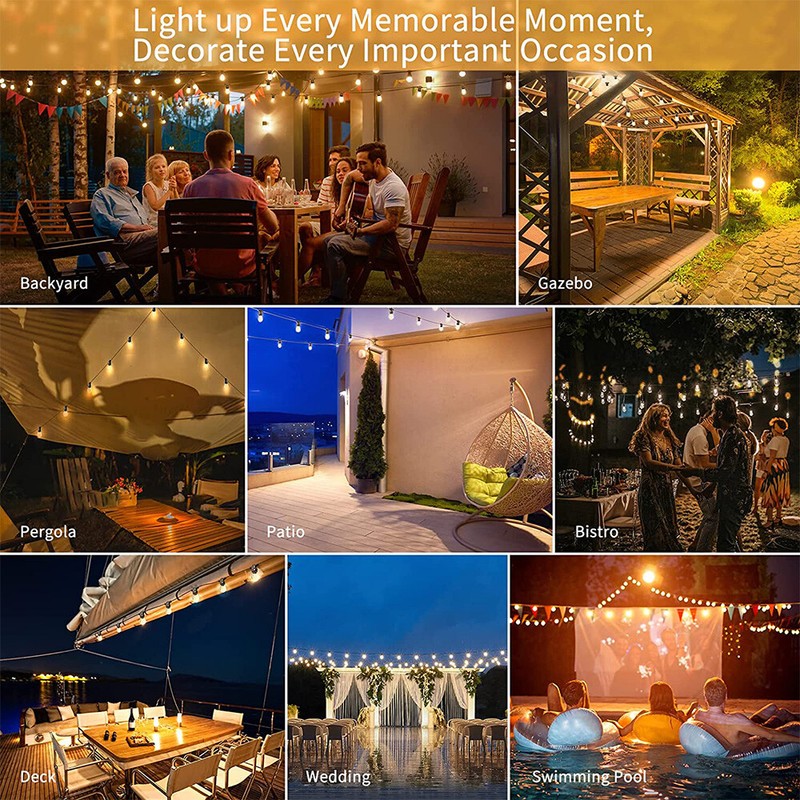 27FT LED Outdoor String Light Shatterproof Patio Yard Garden Porch Party Lights gallery