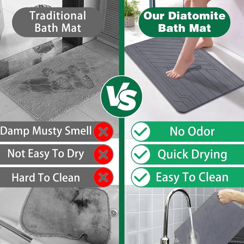 Stone Bath Mat Diatomaceous Earth Shower Mat, Non Slip Super Absorbent Quick Dry gallery