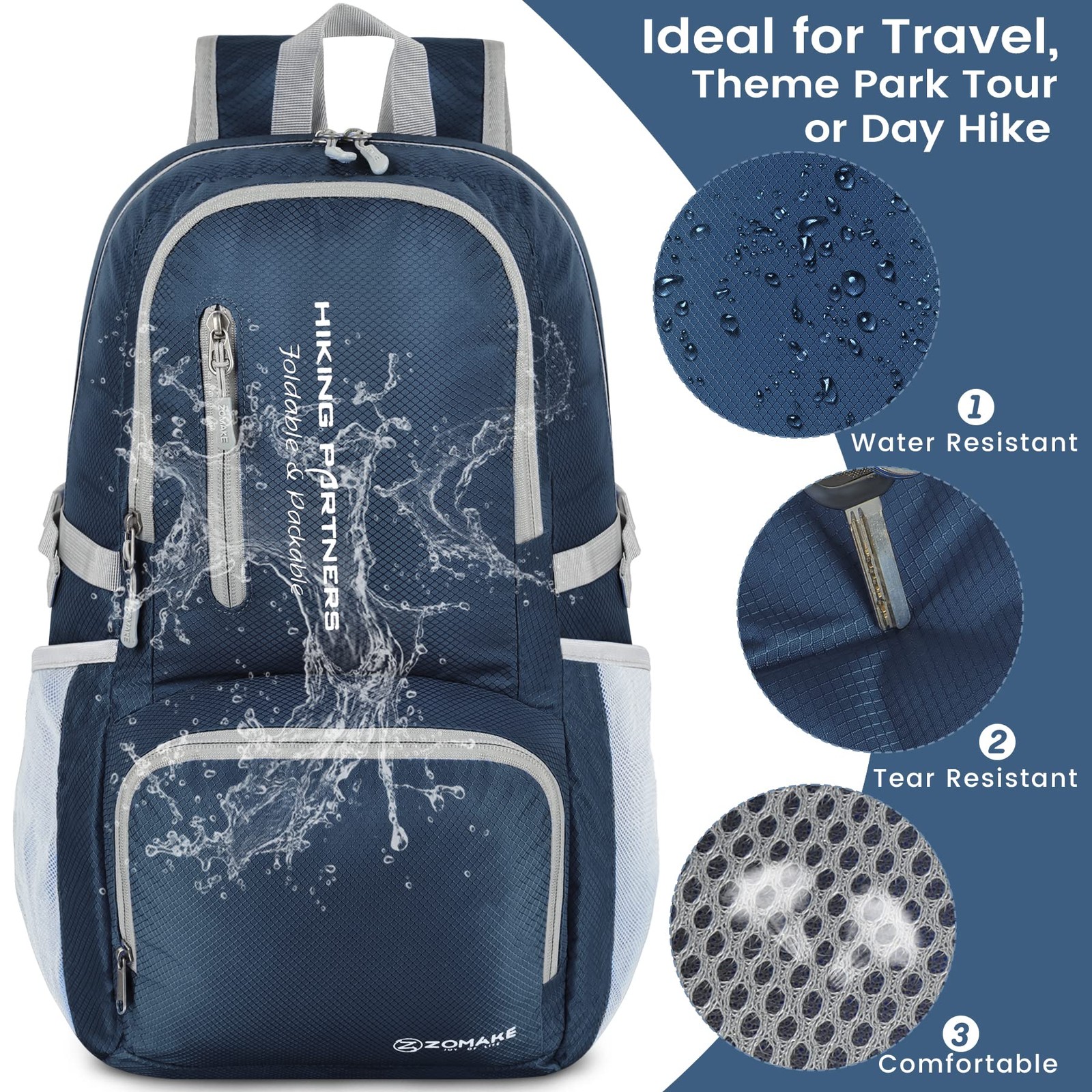 Lightweight Packable Backpack, 35L Light Foldable Hiking Backpacks Water Resi... 4