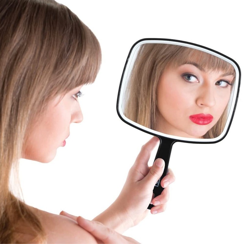 Hand Held Mirror Extra Large For Barber Lady Makeup Beauty Cosmetic With Handle gallery