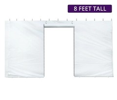 8×15 Solid Blockout Vinyl Sidewall with Zipper Door for Canopy Event Party Tent