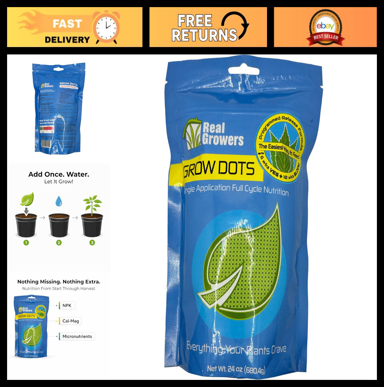 24oz Grow Dots Nutrient System - One-Time Application for Soilless Media gallery