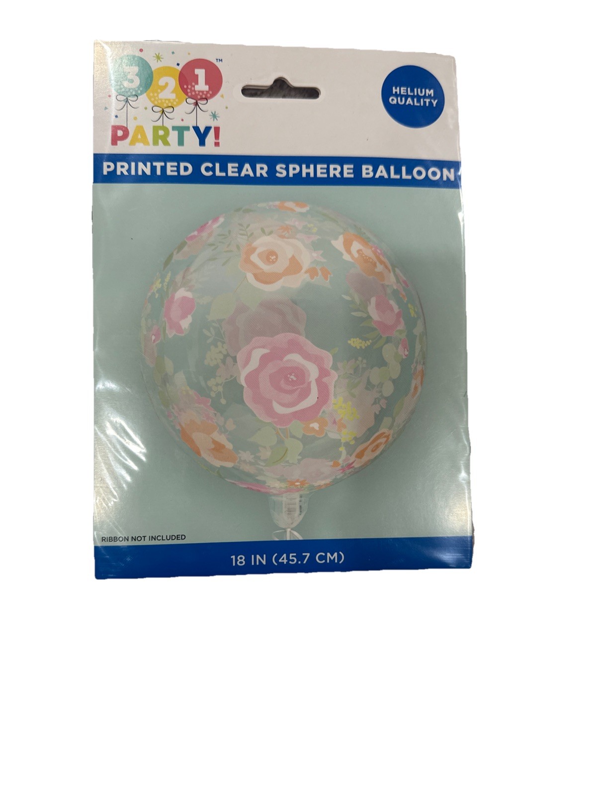 321 Party! Helium Quality Printed Clear Sphere Balloon - Flowers - 18 Inch gallery