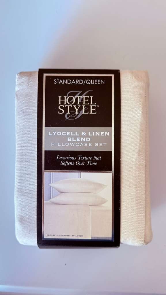 Hotel Style Standard/Queen Lyocell & Linen Blend Pillowcase Set Ivory Cream gallery