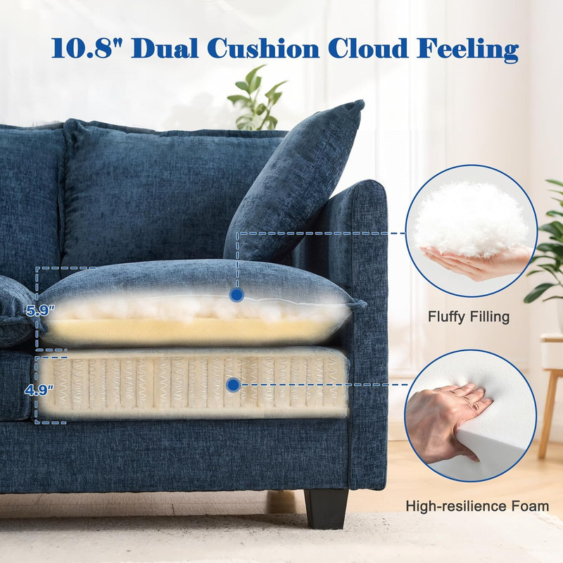 Loveseat Sofa Cloud Sofa Couch 50'', Modern Loveseats 2 Seat Couch 27" Deep Seat gallery