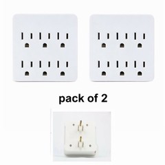 ( 2 pack ) 6 Grounded Outlets Tap Electric Wall Outlet Extender 6 Prong