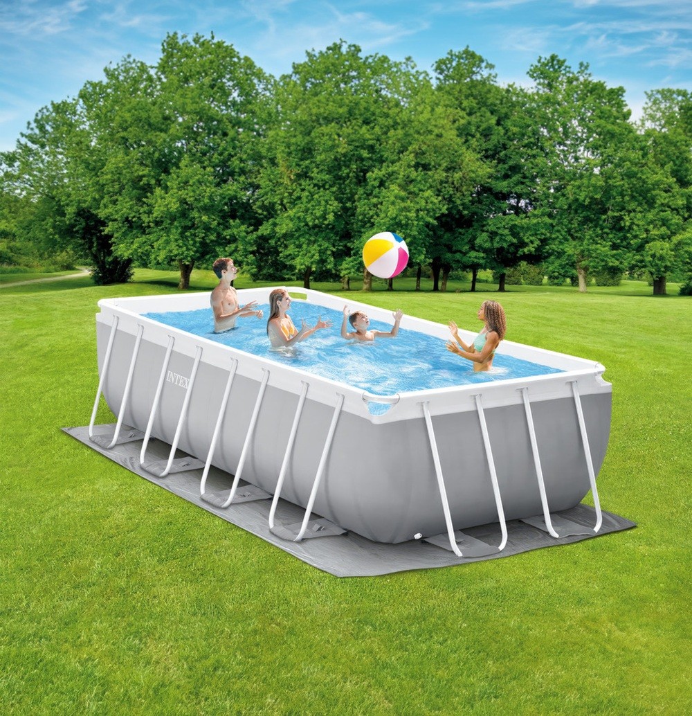Intex 16ft X 8ft X 42in Prism Frame Rectangular Pool Set with Filter Pump Ladder gallery