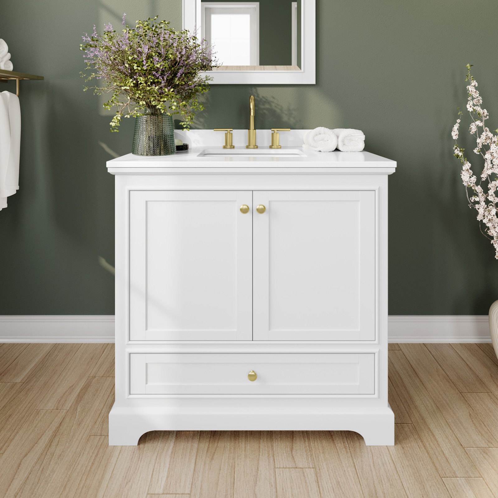 Wyndham Collection WCS202036S-VCA3-US3MXX Deborah 36" - White / White Cultured gallery