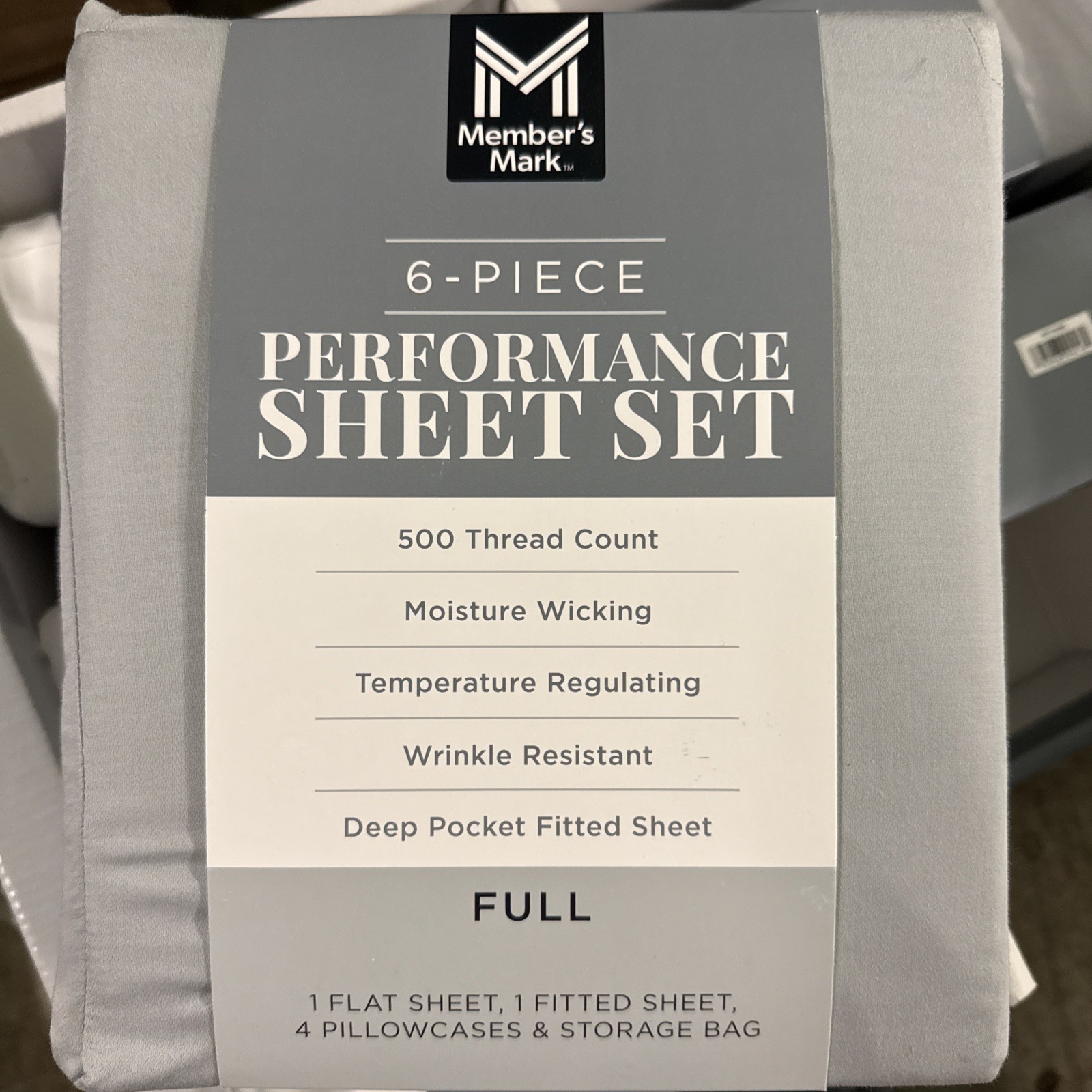 Member's Mark Performance 500 Thread Count Solid Sheet Set FULL Indigo Gray gallery