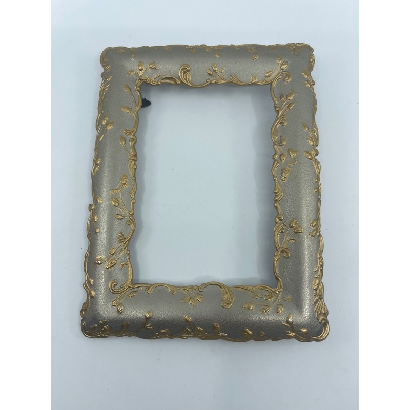 Ornate Scroll Vine Photo Frame Silvertone Metallic 3"x4.5" no back or glass gallery