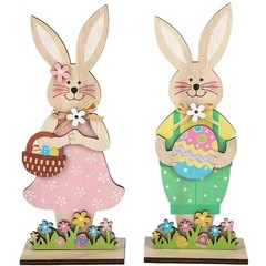 2 piece easter wooden bunny decor,easter decorations,easter Red And White