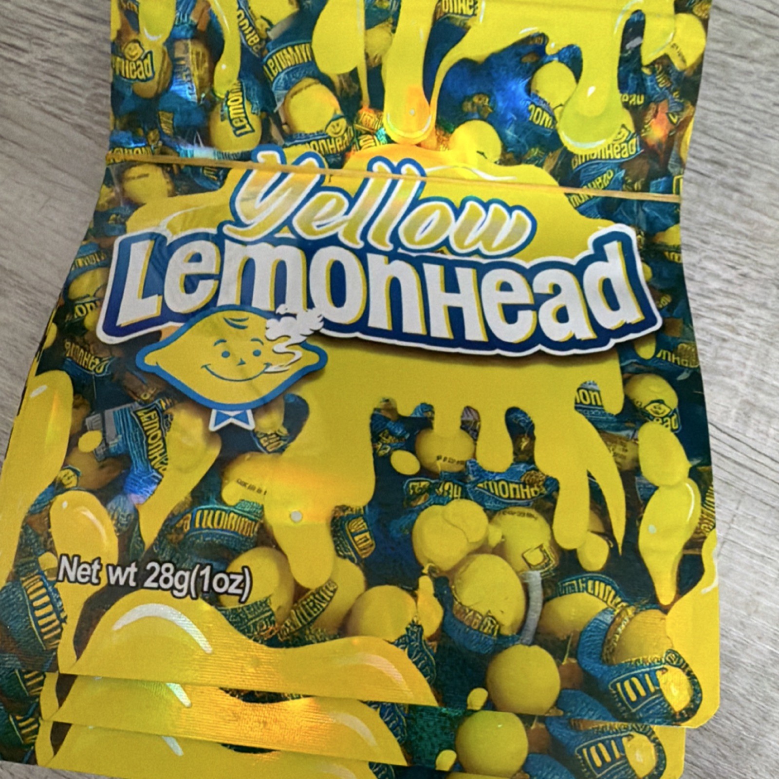 32 Pcs - 1oz Lemonhead Yellow Lemon 28g Holigraphic Mylar bags gallery